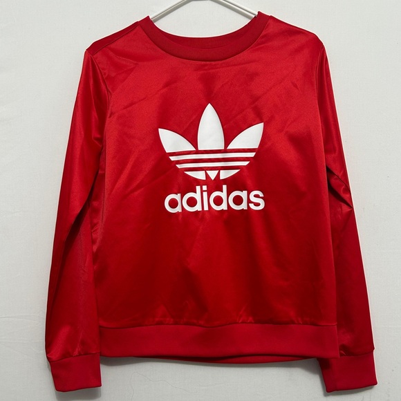 adidas Tops - Adidas Originals Red Trefoil Logo Crewneck Sweatshirt Women’s Small(A428)✨